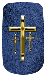 DAROYAL-517-GD-SH-BL Gold 3 Crosses Shimmer Blue